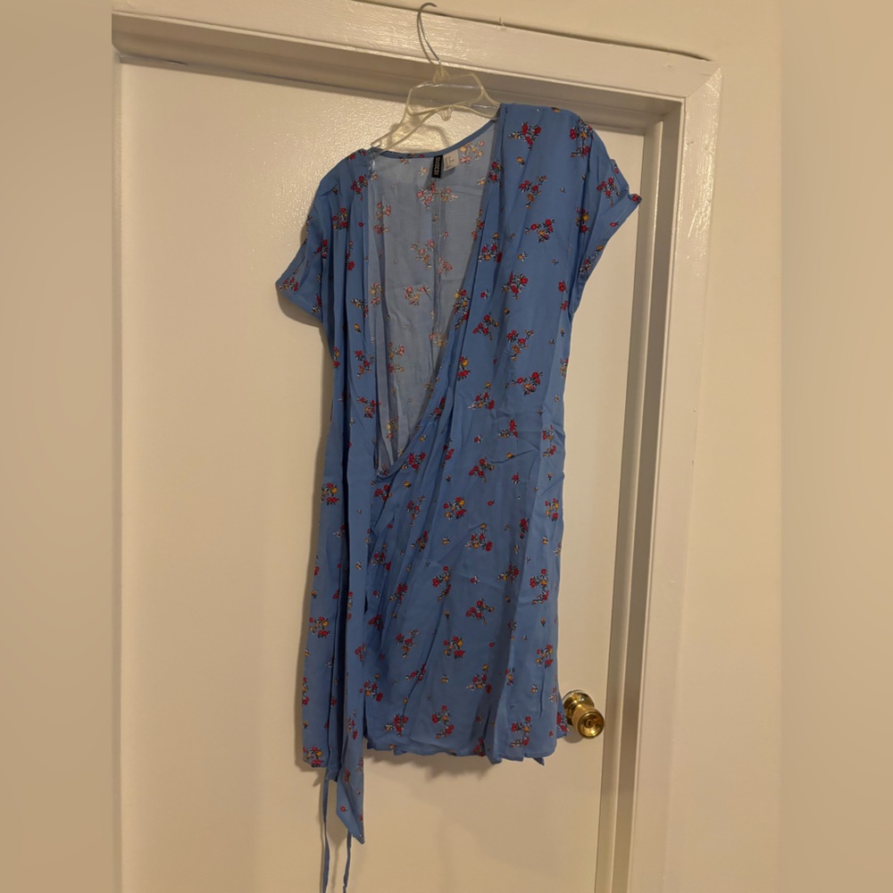 Floral Blue Wrap Dress